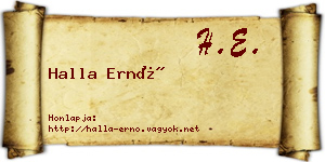 Halla Ernő névjegykártya